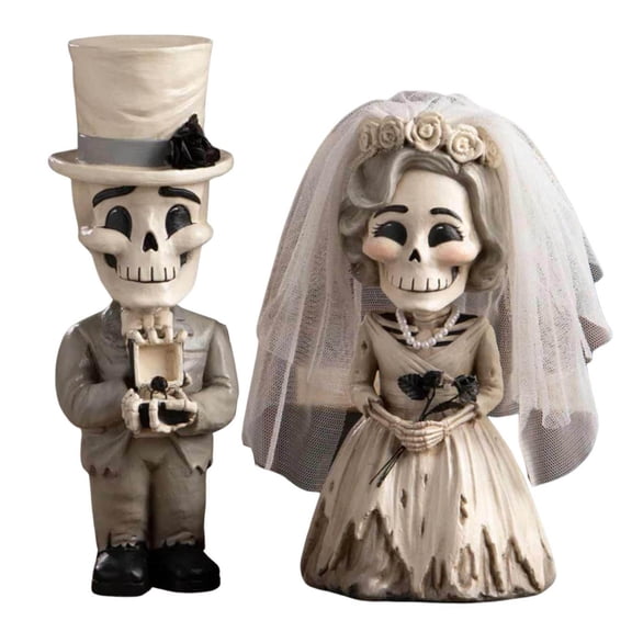 Bethany Lowe 10.00In Bride Evangeline & Groom Mortimer Skelly, Polyresin, Halloween Wedding Td5155*Td5154