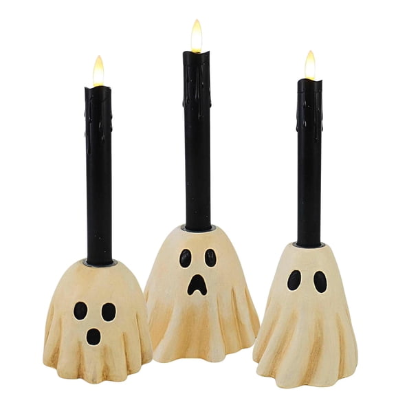 Bethany Lowe 12.00In Ghost Candlesticks Trio, Resin, Lights Spooky Tf5242*Tf5241*Tf5243