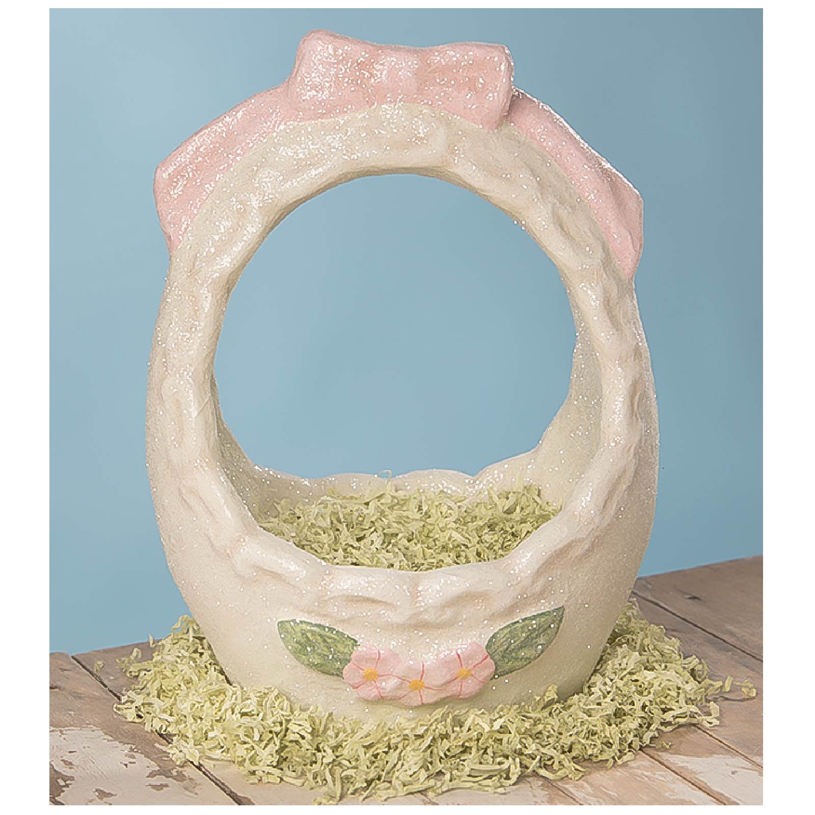 Bethany Lowe 12" Medium Paper Mache Spring Pastel Easter Basket Retro Vintage Style Decor
