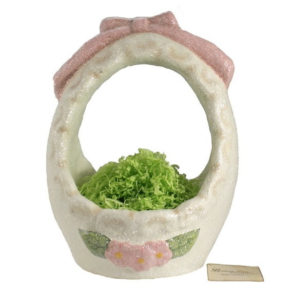 Bethany Lowe 12" Medium Paper Mache Spring Pastel Easter Basket Retro Vintage Style Decor