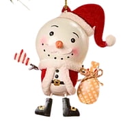 Bethany Lowe 3.75In Snowman Santa Ornament, Metal, Christmas Decoration Ka5104
