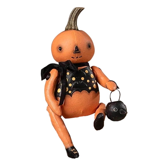 Bethany Lowe 9.25In Gourdon Pumpkin Sitter, Resin, Halloween Decoration Rs5123