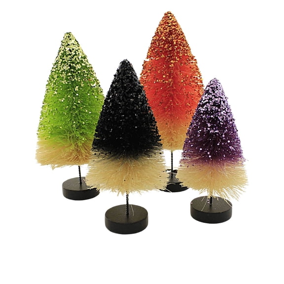 Bethany Lowe Haunted Halloween Hues Brush Trees, Set of 4