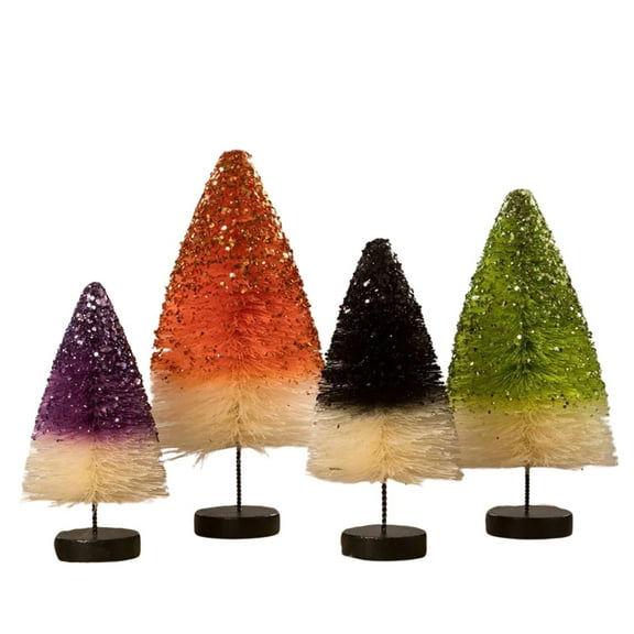 Bethany Lowe Haunted Halloween Hues Brush Trees, Set of 4