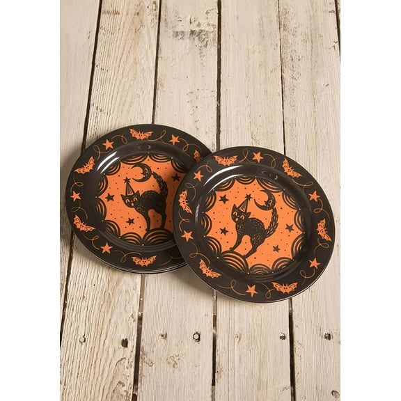 Bethany Lowe Johanna Parker Halloween Scaredy Cat Plates, Set of 4