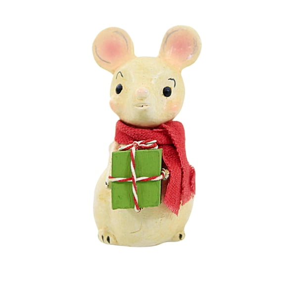Bethany Lowe Little Mouse With Gift - One Figurine 2.75 Inch, Polyresin - Christmas Present Ml2102