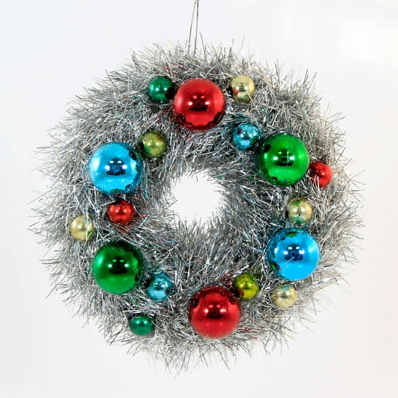 Bethany Lowe Merry & Bright Tinsel Wreath (Sm) - One Ornament 4.5 Inch, Plastic - Christmas Ornament Beads Lc2420