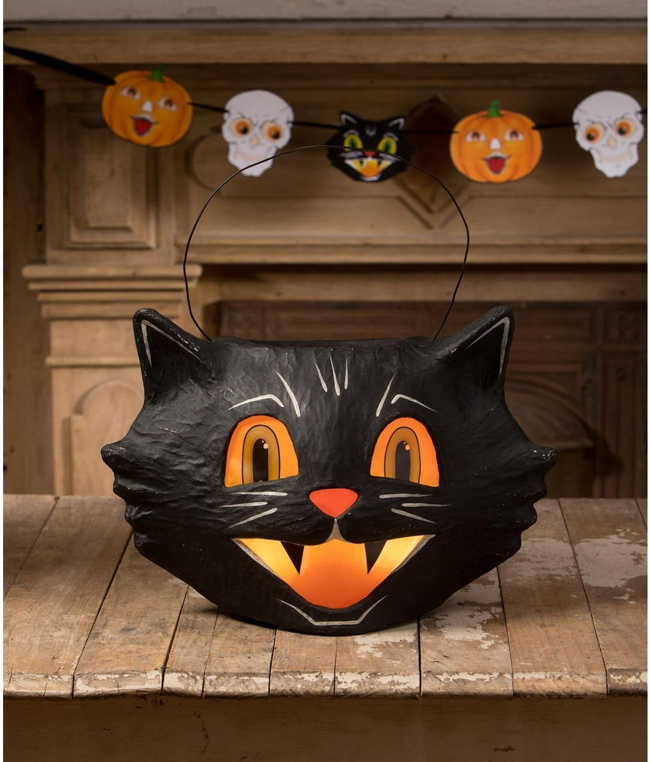 Bethany Lowe Mr Cool Cat Bucket Black Halloween Decor