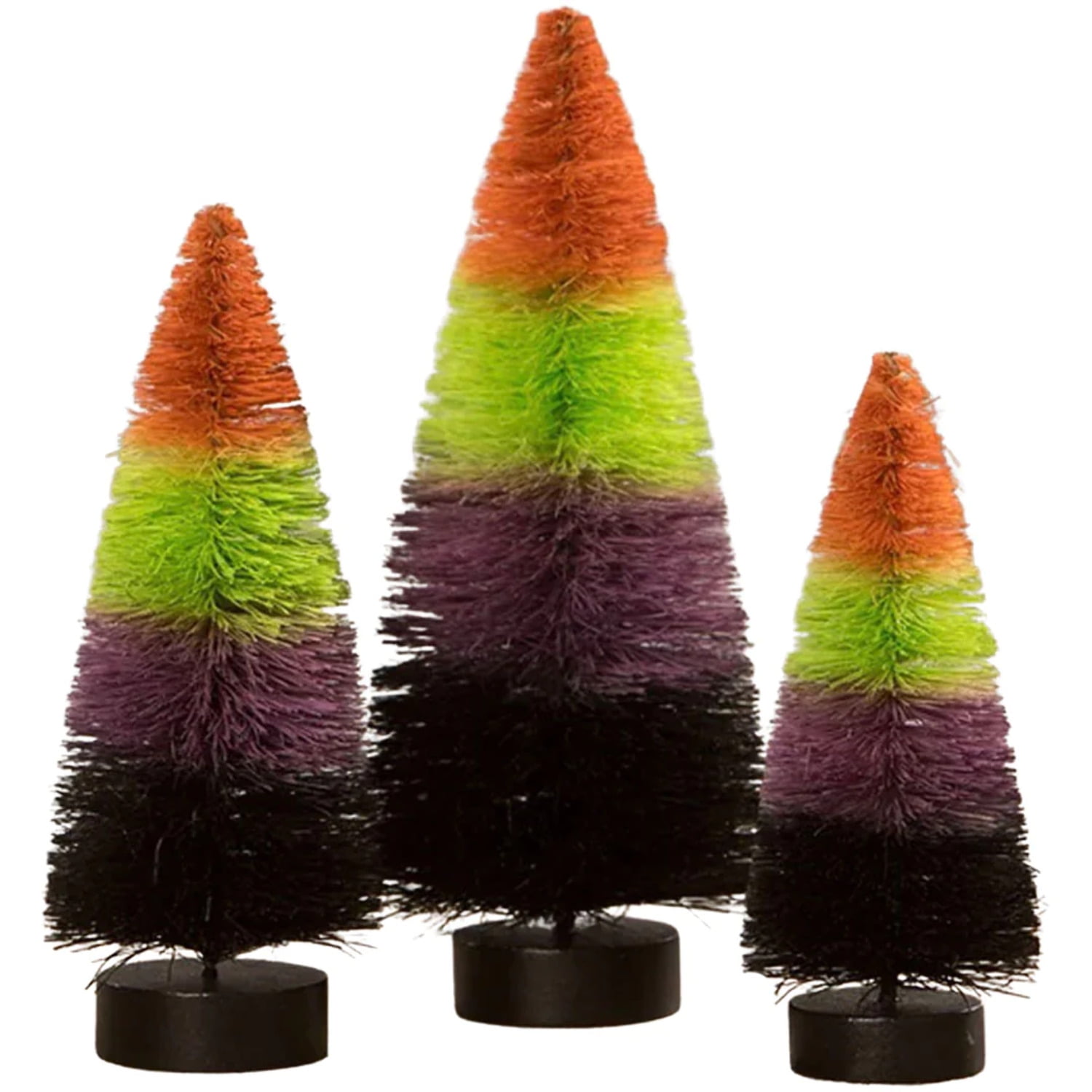 Bethany Lowe 6-Inch Multicolor Halloween Bottle Brush Trees, Set of 3