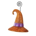 thumbnail image 1 of Bethany Lowe 4.50In Witch Hat Orange Glitter, Polyresin, Halloween Place Card Holder Tf2236, 1 of 3