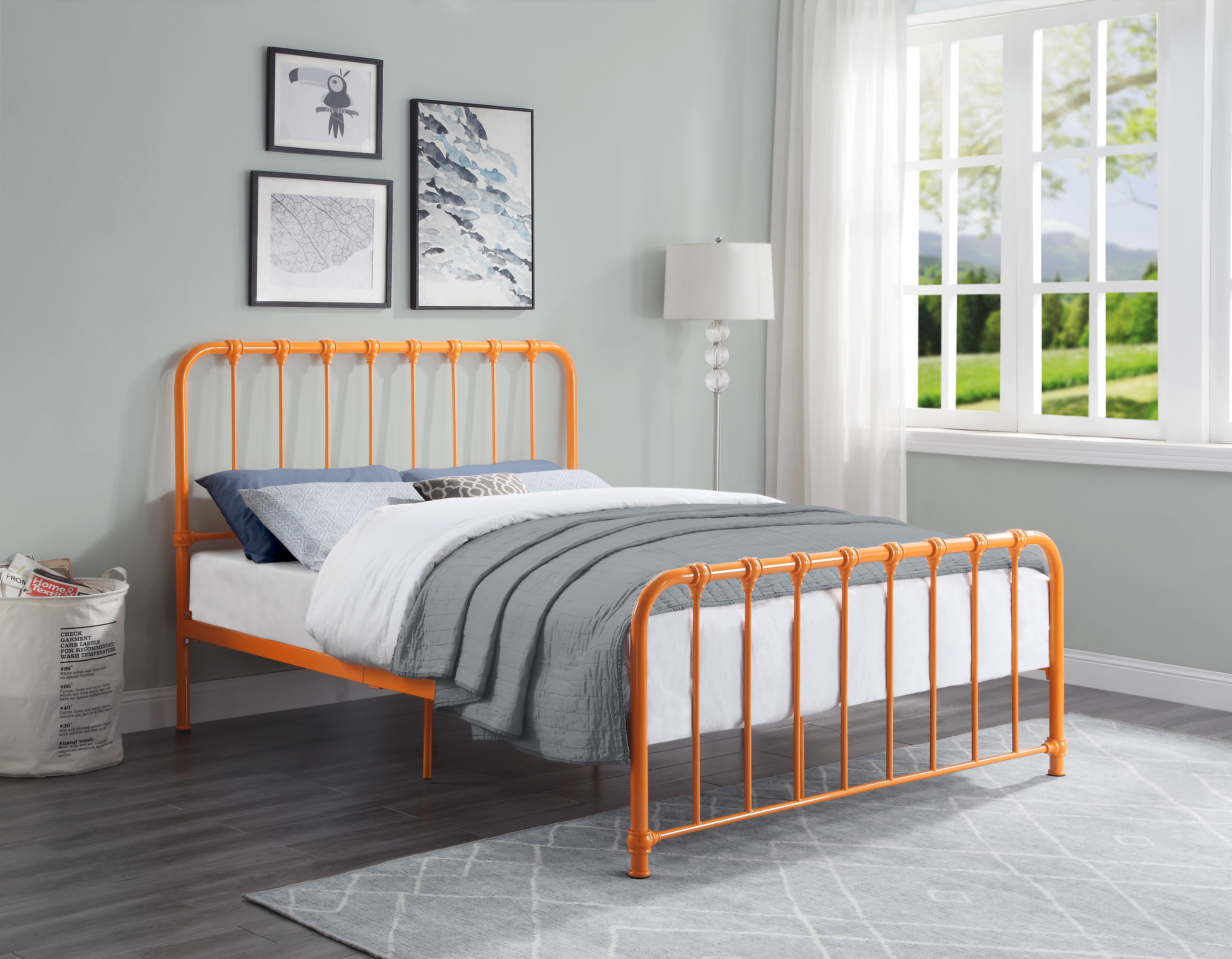 Bethany Full Orange Metal Platform Bed Frame