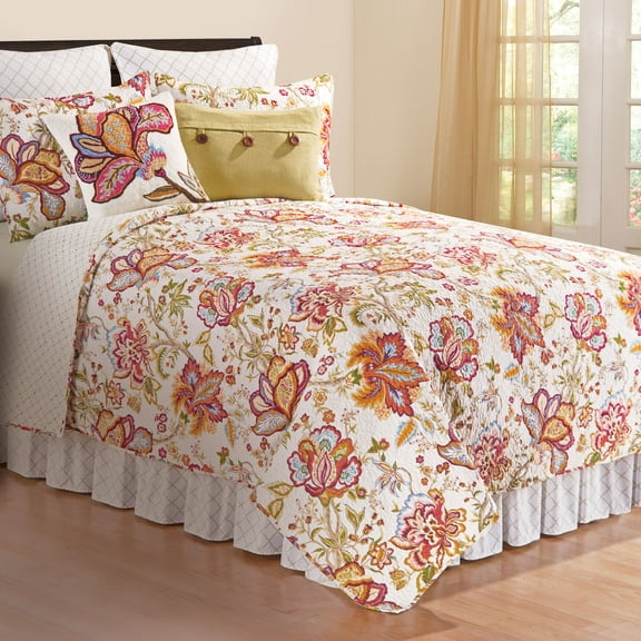 Bethany Pink Floral Twin 2 Piece Quilt Set