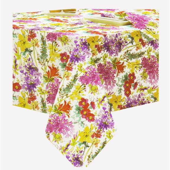 Bethany Tablecloth Flower Garden Print Polyester Fabric (52 x 52 Square)