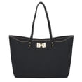 thumbnail image 1 of Bethany Women's Vegan PU Leather Tote Bag with Purse Organizer Insert and Golden Bow, 1 of 6