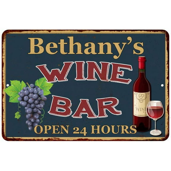 Bethany's Green Wine Bar Sign Wall Decor 8 x 12 High Gloss Metal 208120043739