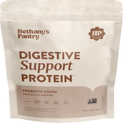 Bethany's Pantry Digestive Support Protein - Probiotics for Digestive Health  Cocoa - Clean Lean Protein - Premium Vegan Pea Protein Powder  Plant Based - 20 Servings, 1lb (Pack of 1)