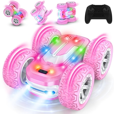 Betheaces Pink Remote Control Car, 2.4GHz RadioControl 4x4 RC car high-speed rotation 360 ° drift car with lights rechargeable toy truck game gift for girls 6-16 years old