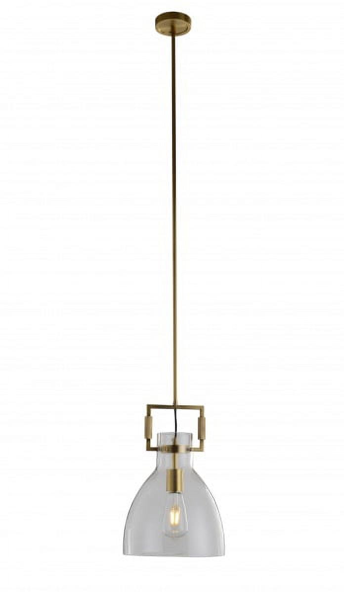 Bethel A Brass Frame Single Pendant Light with Clear Bell Glass Shade
