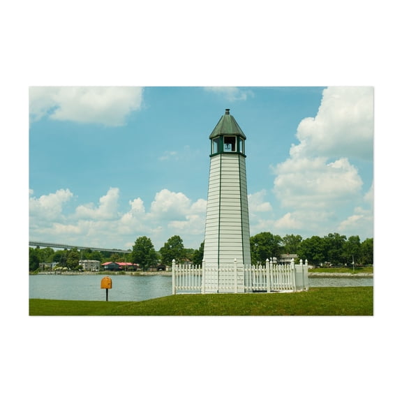 Bethel Bridge Lighthouse, Chesapeake City 02 - Chesapeake City Maryland Photography Lighthouse Coastal Scenic Architecture Summer Nature Bridge Unframed Wall Art Print 4 x 6 inches