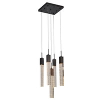 Bethel International Chandelier Matte Black Metal & Crystal