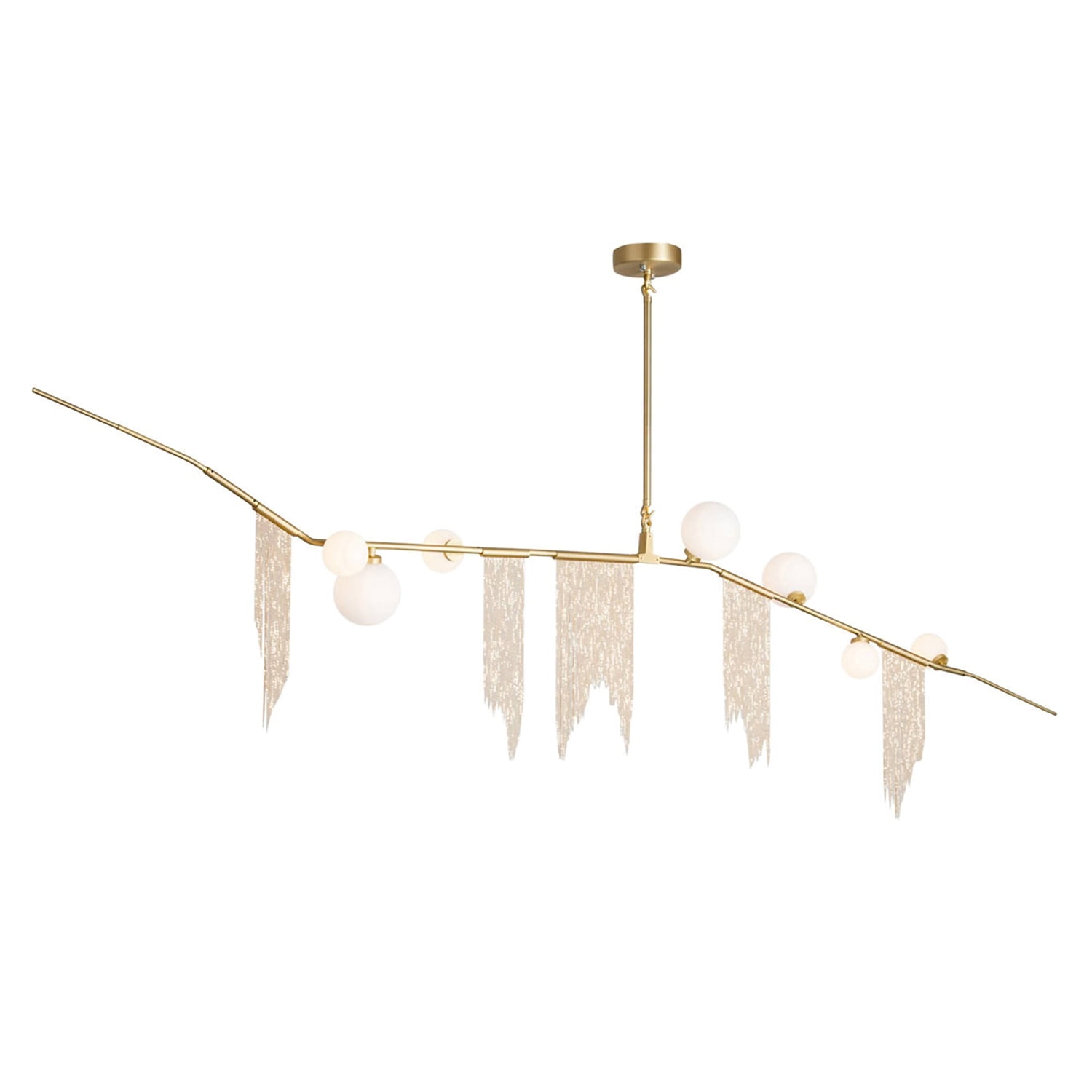 Gold and White Glass Globe Plug-in Drum Chandelier