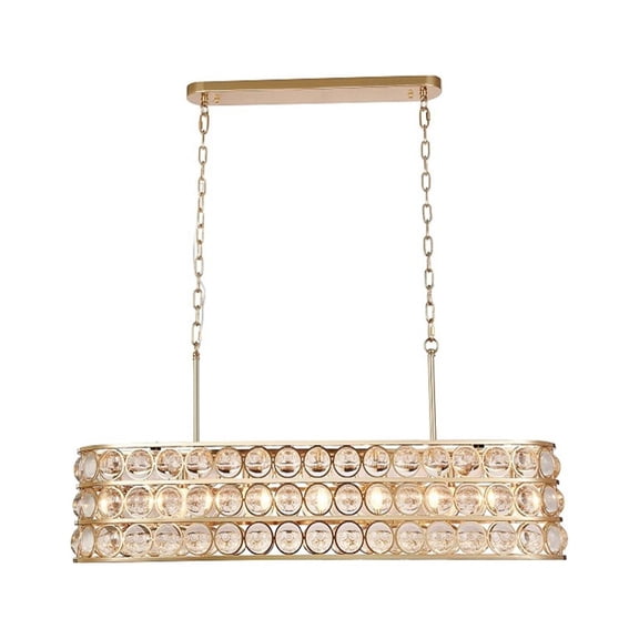 Bethel GOLD RECTANGULAR FRAME CHANDELIER WITH CLEAR GLASS BALLS