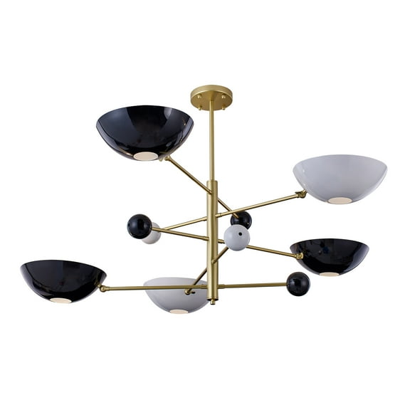 Bethel Gold Metal Frame Ceiling Fixture With White & Black Disk Plates