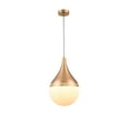 thumbnail image 1 of Bethel Gold Metal Frame Single Pendant Light With Milk White Glass Shade, 1 of 3