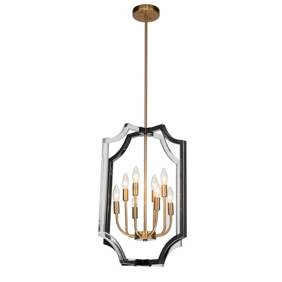 Bethel International Acrylic Cage Frame Ceiling Fixture with An Antique Brass Metal Interior