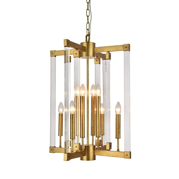 Bethel International Chandelier Antique Gold Metal & Acrylic