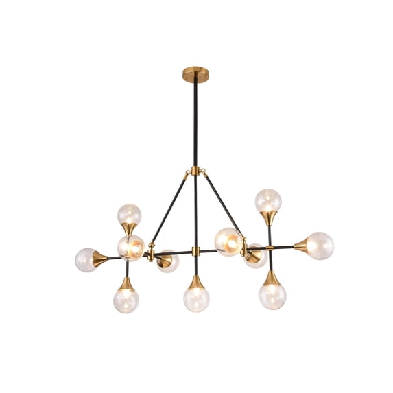Bethel a Black Frame with Gold Hardware & Clear Glass Shades Ceiling Fixture
