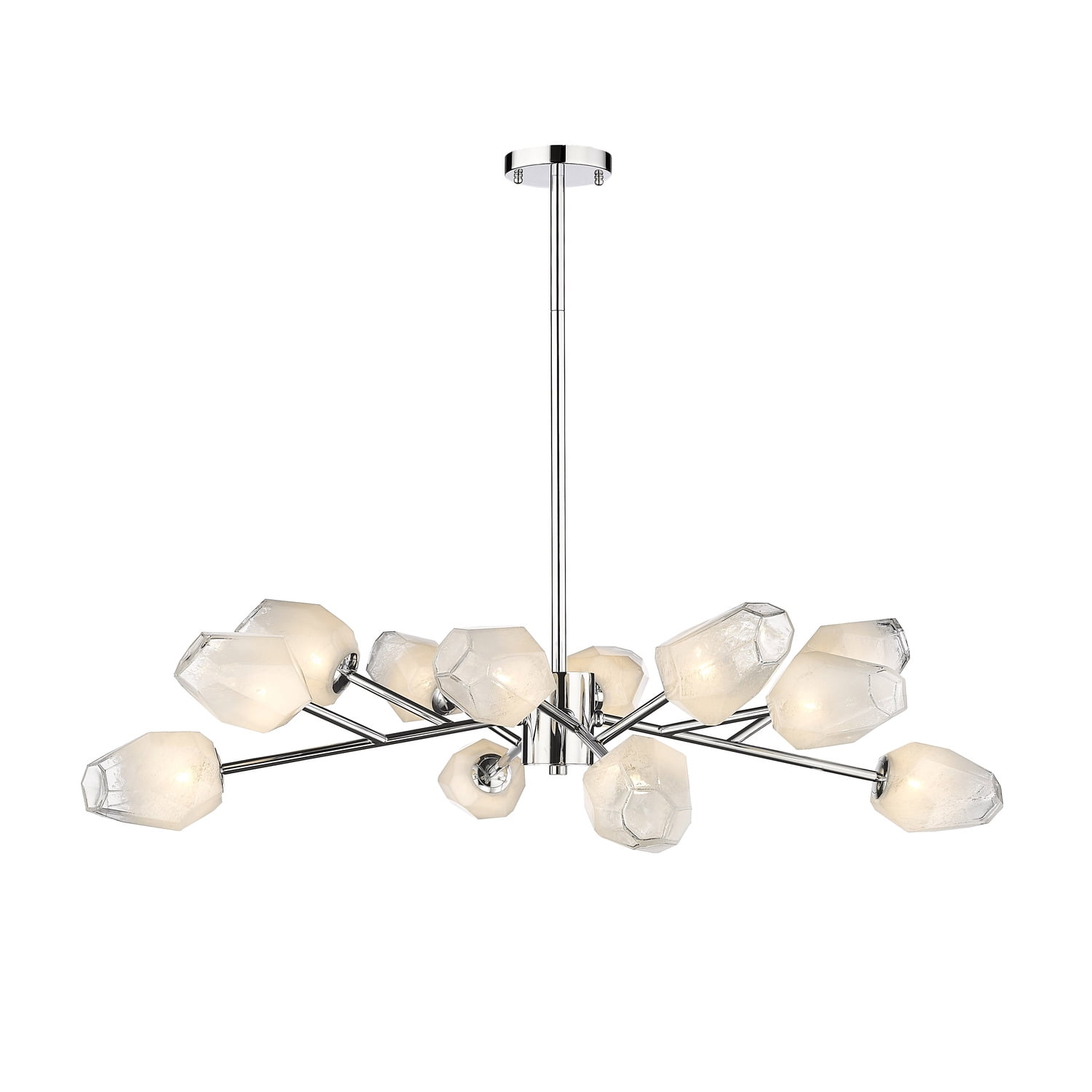 Design Living 12-Light Chrome Iron Chandelier With Glass Shades