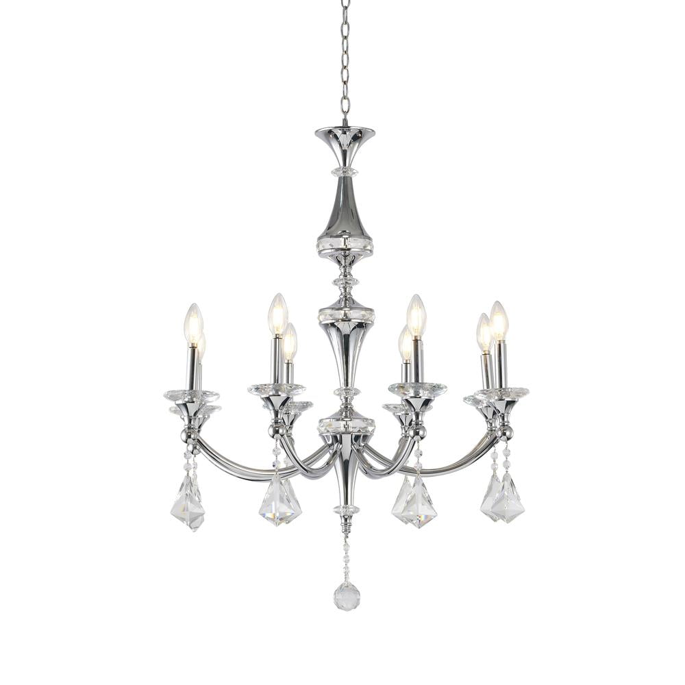 Elegant Chrome and Crystal 8-Light Chandelier