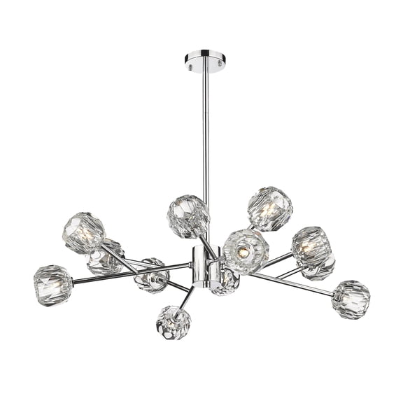 Design Living 12-Light Chrome Iron Chandelier With Crystal Shades