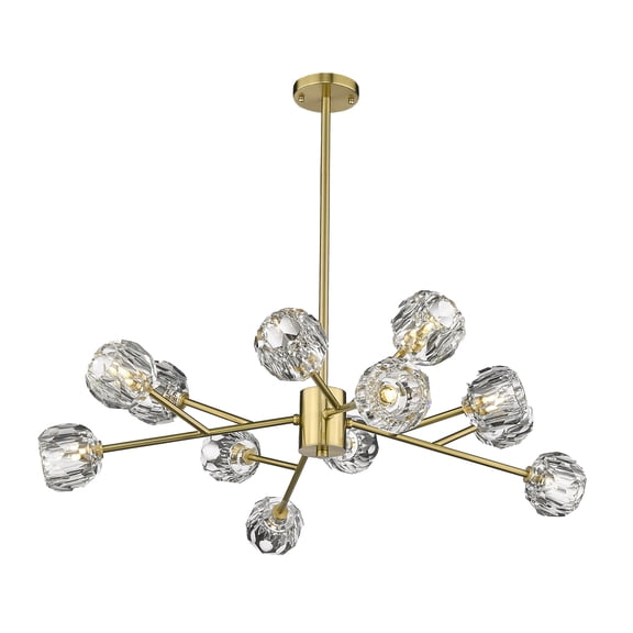 Design Living 12-Light Gold Iron Chandelier With Crystal Shades