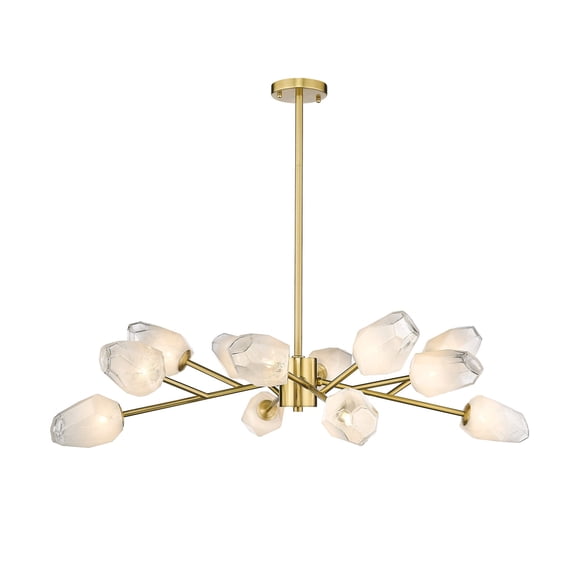 Design Living 12-Light Gold Iron Chandelier With Glass Shades