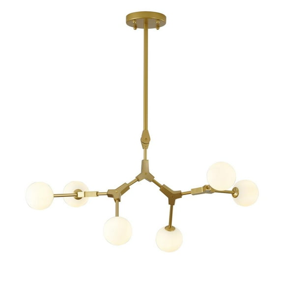 Bethel International Chandelier Gold Metal & Glass