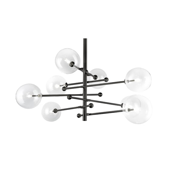 Design Living 8-Light D47.2" Matte Black Frame Chandelier with Clear Glass Shades