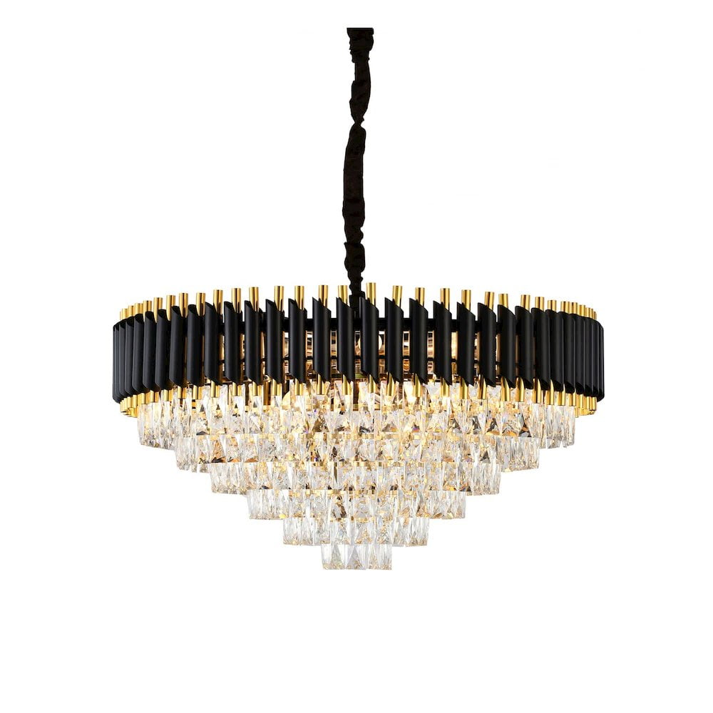 Bethel International Chandelier in Black & Gold Color