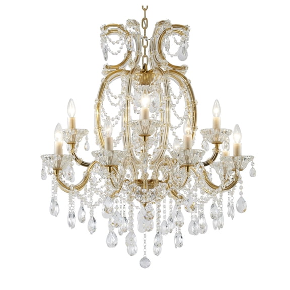 Design Living 12-light Satin Brass Chandelier With Clear Hanging Crystals