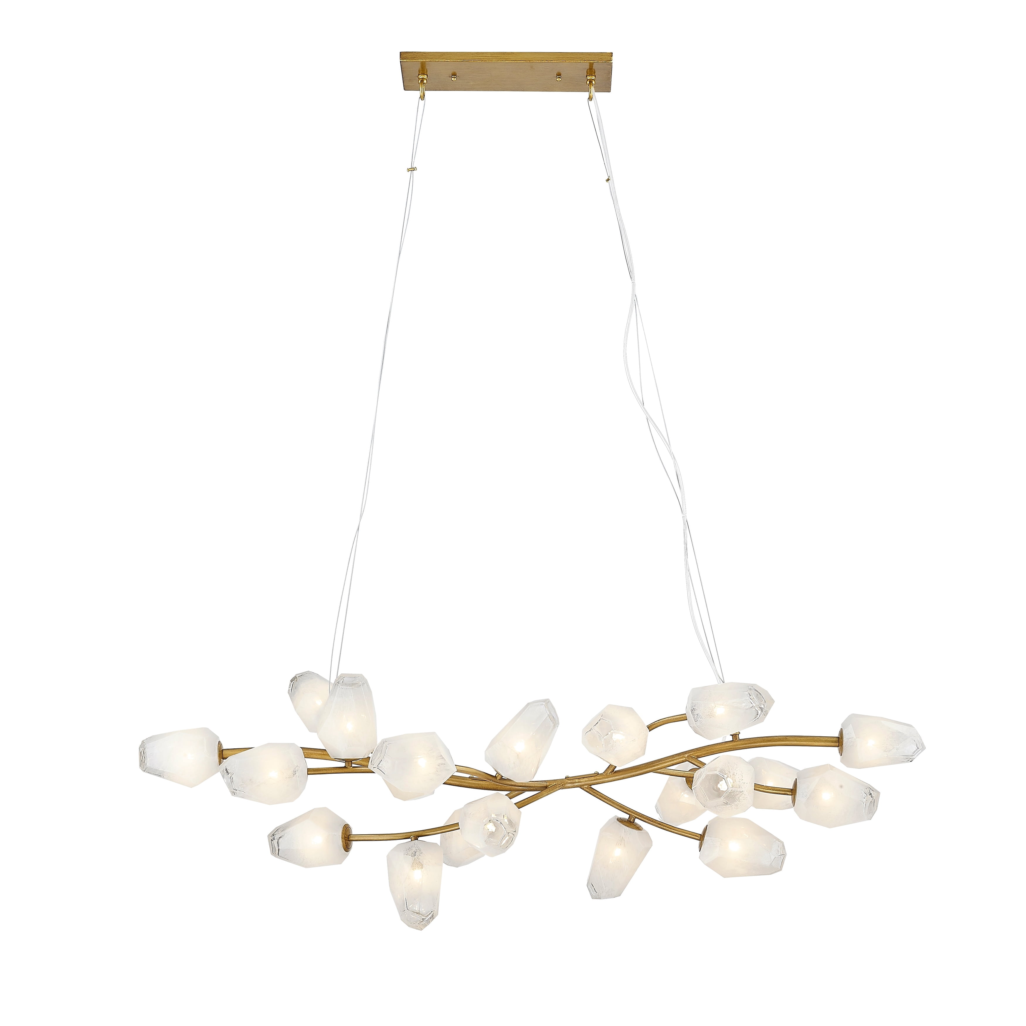 Living Design 20-Light Gold Branch Frame Chandelier with White Glass Shades