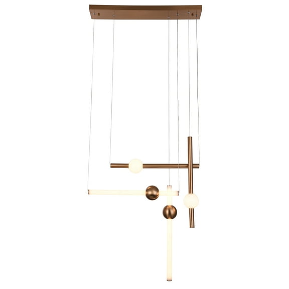 Bethel International Gold Metal Frame Ceiling Fixture with White Glass LED Lights