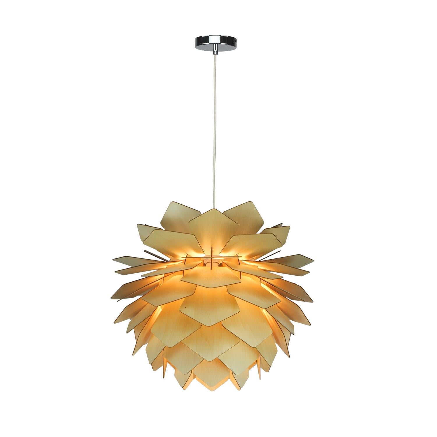 Exquisite Artichoke-Inspired White and Wood 20" Ceiling Fixture