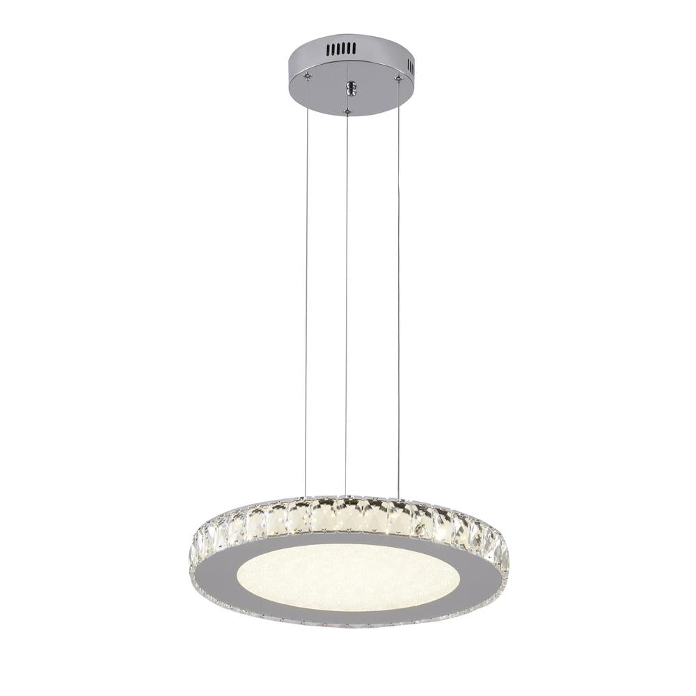 Elegant Chrome and Crystal 17" LED Chandelier with Beaded Glass