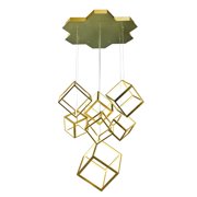 Bethel A SEVEN LIGHT LED FLOATING BOX CEILING FIXTURE IN A GOLD METAL FINISH