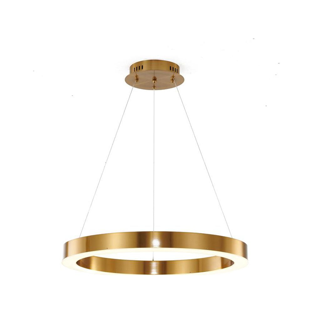 Halo Ring Gold Metal LED Chandelier with Integrated Bulbs