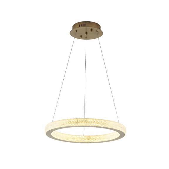 Design Living 1-Light Sand Gold Metal LED Chandelier With Acrylic Diffuser