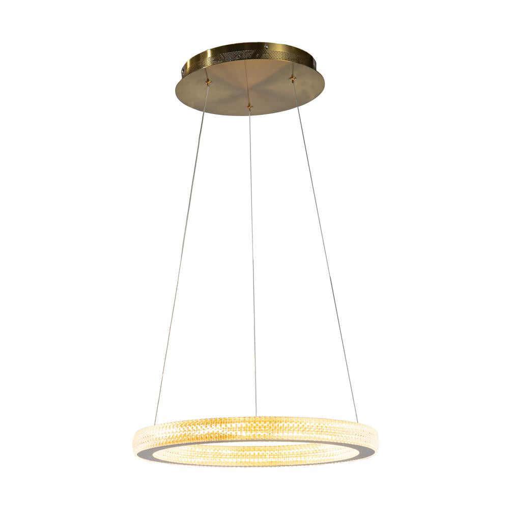 Sand Gold Metal & Acrylic LED Chandelier with Integrated Bulb