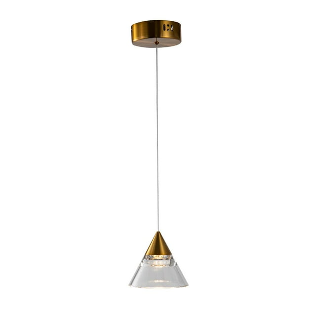 Bethel International LED Pendant Antique Gold Metal & Acrylic