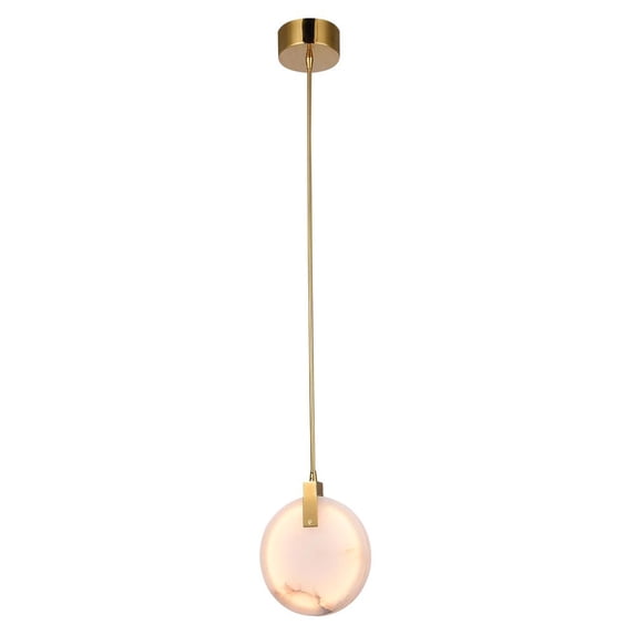 Bethel International LED Single Pendant Lighting Gold Stainless Steel & Marble